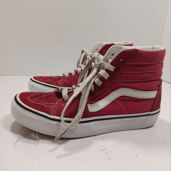 VANS Off The Wall Sk8-Hi Red/Fuschia High Top Sneakers Shoes Mens 3.5 / Womens 5 - Picture 2 of 9